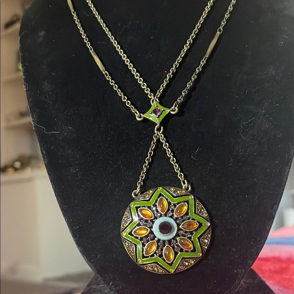 Vintage Nina Ricci Elegant Multicolor Pendant Necklace